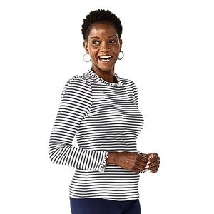 Women's Croft & Barrow® Long Sleeve Ruffle Neck Top